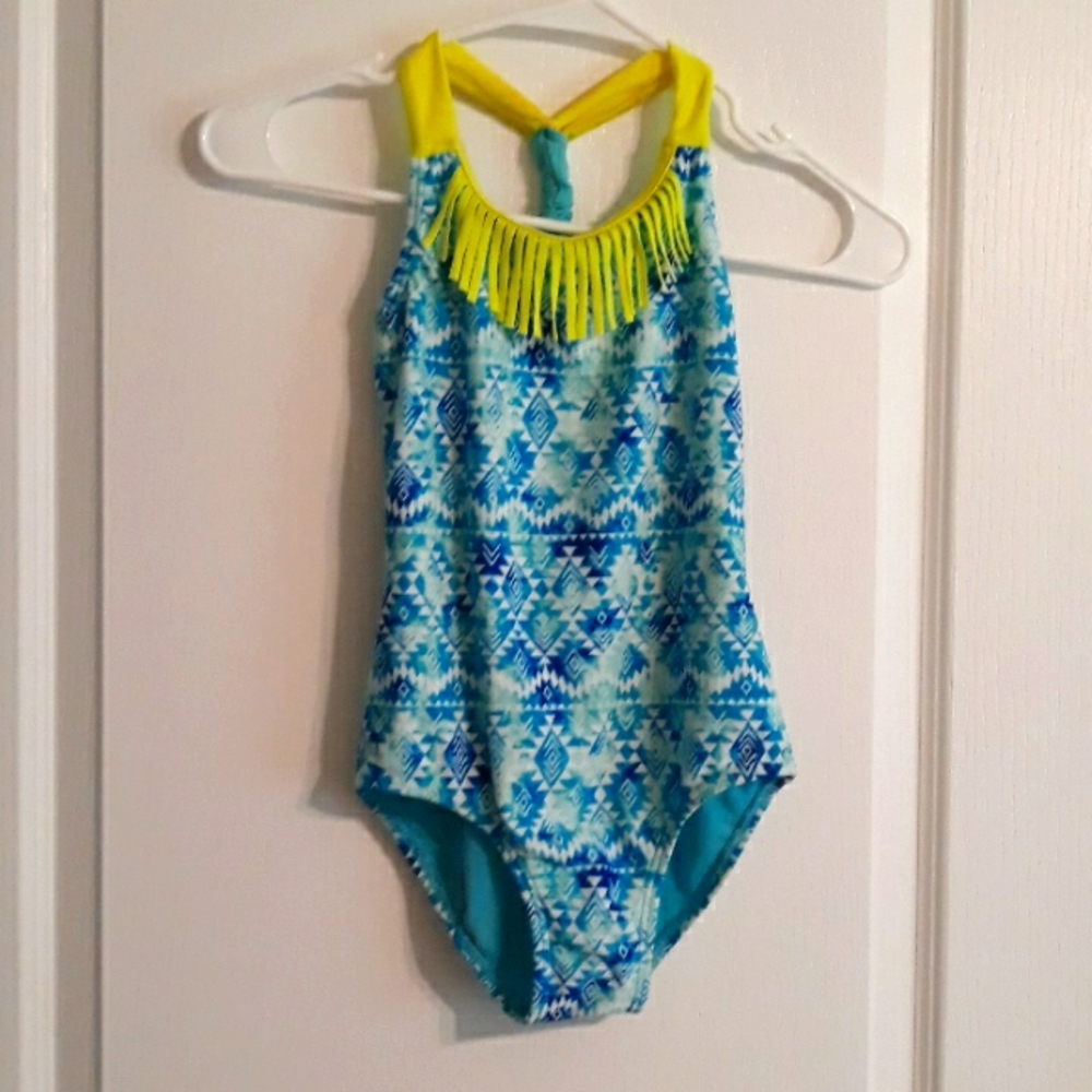 Xhilaration blue and neon yellow swimsuit